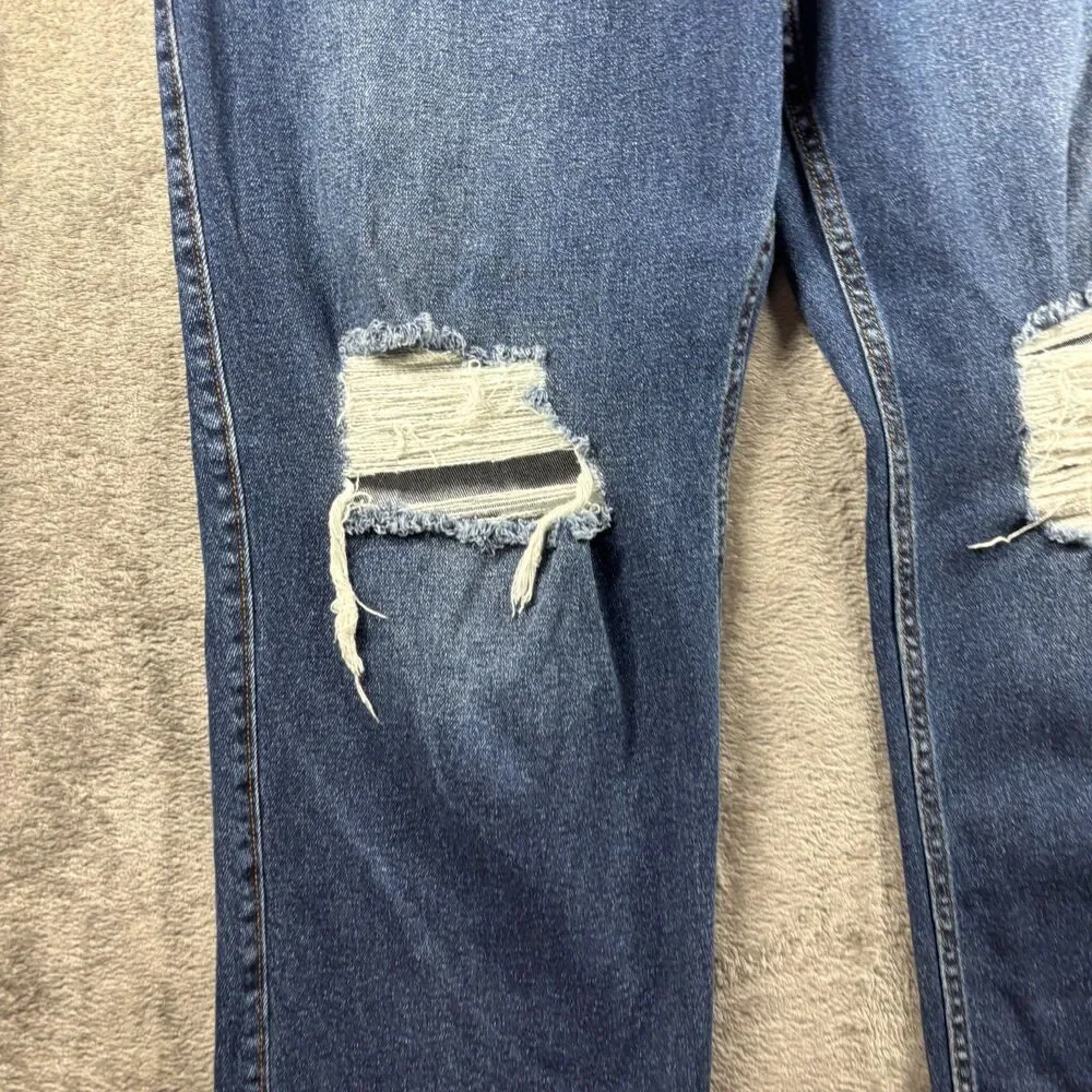 Hollister Women Jeans Curvy Ultra High Rise Dad Distressed Dark Wash Sz 19 M149 - Picture 4 of 13